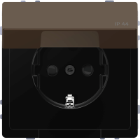 Lizdas p/t SCHUKO su dangteliu IP44 be rėmelio su apsauga nuo vaikų užspaudžiami kontaktai Mocca spalvos 16A 250V System Design - SCHNEIDER ELECTRIC