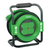 Ilgiklis-ritė 25m 4 lizdų H07RN-F 3x2.5mm2 guminis žalias IP44 su termine apsauga plastikinis būgnas Thorsman - SCHNEIDER ELECTRIC