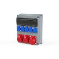 Skydelis v/t 14 modulių su lizdais SCHUKO 5x16A 230V + CEE 1x5P 32A, 2x5P 16A IP54 OPOLE - PCE