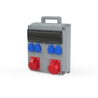 Skydelis v/t 14 modulių nešiojamas su lizdais SCHUKO 4x16A 230V + CEE 1x5P 32A, 1x5P 16A MCB 1x3P B32, 1x3P B16, 4x1P B16, FI 4P 63A 30mA IP54 OPOLE - PCE