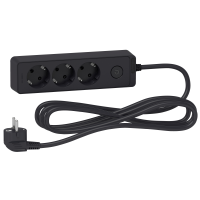 Ilgiklis 3m 3 lizdų su įžeminimu juodas Unica - SCHNEIDER ELECTRIC