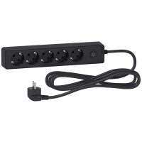 Ilgiklis 3m 5 lizdų su įžeminimu juodas Unica - SCHNEIDER ELECTRIC