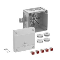 Dėžutė v/t [102x102x70] IP66/67/69 su gnybtais 4x1.5/4mm2 pilka be halogenų su tvirtinimo auselėmis AboxPro040AB-4 - SPELSBERG