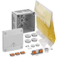 Dėžutė v/t [102x102x70] IP68 su gnybtais ir sandarinimo geliu 3x4mm2 pilka be halogenų AboxProXTSLK-4 - SPELSBERG