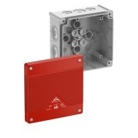 Dėžutė v/t [127x127x70] IP66 tuščia pilka su raudonu dangteliu be halogenų Abox060-L/SB - SPELSBERG