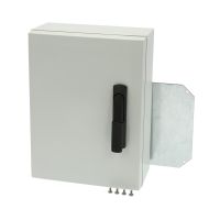 Spinta v/t [400x300x150] IP66 plastikinė su montažine plokšte tuščia ir rankena 2 užraktų pilkos spalvos ARCA 403015S - FIBOX