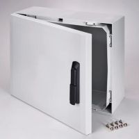 Spinta v/t [400x500x210] IP66 plastikinė su montažine plokšte tuščia ir rankena 2 užraktų pilkos spalvos ARCA 405021S - FIBOX