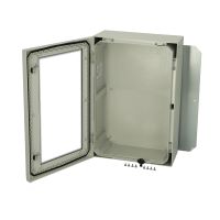 Spinta v/t [600x400x210] IP66 plastikinė su montažine plokšte tuščia ir stiklinėmis durimis 2 užraktų pilkos spalvos ARCA 604021W - FIBOX