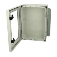 Spinta v/t [700x500x300] IP66 plastikinė su montažine plokšte tuščia ir stiklinėmis durimis 2 užraktų pilkos spalvos ARCA 705030W - FIBOX