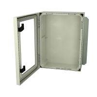 Spinta v/t [800x600x300] IP66 plastikinė su montažine plokšte tuščia ir stiklinėmis durimis 2 užraktų pilkos spalvos ARCA 806030W - FIBOX