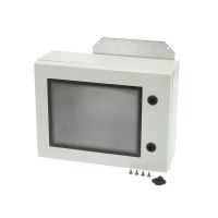 Spinta v/t [300x400x150] IP66 plastikinė su montažine plokšte tuščia ir stiklinėmis durimis 2 užraktų pilkos spalvos ARCA 304015W - FIBOX