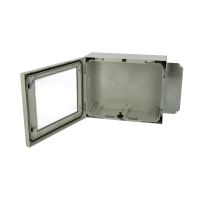 Spinta v/t [400x500x210] IP66 plastikinė su montažine plokšte tuščia ir stiklinėmis durimis 2 užraktų pilkos spalvos ARCA 405021W - FIBOX