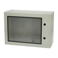 Spinta v/t [500x700x300] IP66 plastikinė su montažine plokšte tuščia ir stiklinėmis durimis 2 užraktų pilkos spalvos ARCA 507030W - FIBOX