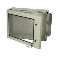 Spinta v/t [600x800x300] IP66 plastikinė su montažine plokšte tuščia ir stiklinėmis durimis 2 užraktų pilkos spalvos ARCA 608030W - FIBOX