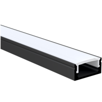 Profilis LED juostai v/t aliumininis 17x8.8 L-2m juodos spalvos su dangčiu galiniais dangteliais ir tvirtinimo laikikliais S1709 BLACK 2m - NORTHCLIFFE