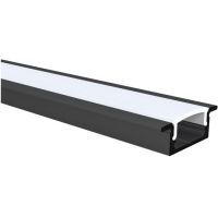 Profilis LED juostai į/l aliumininis 24x8.8 L-2m sidabrinės spalvos su dangčiu galiniais dangteliais ir tvirtinimo laikikliais R2409 BLACK 2m - NORTHCLIFFE
