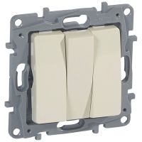Jungiklis p/t trigubas be rėmelio dramblio kaulo spalvos 10A 250V NILOE - LEGRAND