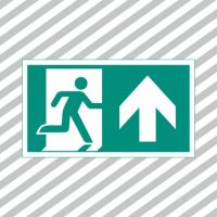 Ženklas simbolis evakuacinis IŠĖJIMAS TIESIAI (žmogus ir rodyklė) 130x230mm lipdukas EV/06 - SAUGOS ŽENKLAI