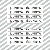 Rinkinys ženklų užrašas ĮJUNGTA ir IŠJUNGTA 12x50mm lipdukas OZ/01 [rinkinyje 40 vnt.] - SAUGOS ŽENKLAI