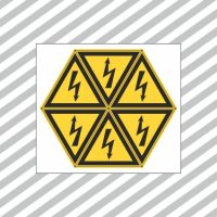 Ženklas simbolis ĮTAMPA 80x80mm lipdukas trikampis EL/02 [lapelis, pak. po 6 vnt.] - SAUGOS ŽENKLAI