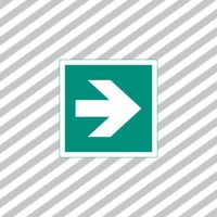 Ženklas simbolis evakuacinis RODYKLĖ 130x130mm lipdukas EV/03 - SAUGOS ŽENKLAI