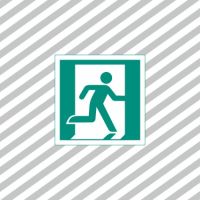 Ženklas simbolis evakuacinis IŠĖJIMAS Į DEŠINĘ (žmogus duryse) 130x130mm lipdukas EV/01 - SAUGOS ŽENKLAI