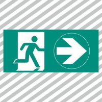 Ženklas simbolis evakuacinis IŠĖJIMAS Į DEŠINĘ (žmogus ir rodyklė) 130x230mm lipdukas EV/07 - SAUGOS ŽENKLAI