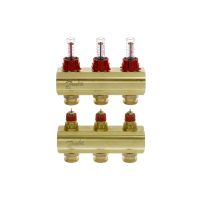 Kolektorius grindų šildymui reguliuojamas, FHF-3F 1" su srauto matuokliu, 3+3 (be laikiklio FHF-MB) [pak. po 2 vnt.] - DANFOSS