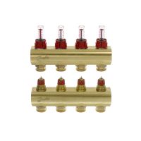 Kolektorius grindų šildymui reguliuojamas, FHF-4F 1" su srauto matuokliu, 4+4 (be laikiklio FHF-MB) [pak. po 2 vnt.] - DANFOSS