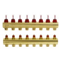 Kolektorius grindų šildymui reguliuojamas, FHF-8F 1" su srauto matuokliu, 8+8 (be laikiklio FHF-MB) [pak. po 2 vnt.] - DANFOSS