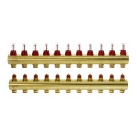 Kolektorius grindų šildymui reguliuojamas, FHF-11F 1" su srauto matuokliu, 11+11 (be laikiklio FHF-MB) [pak. po 2 vnt.] - DANFOSS