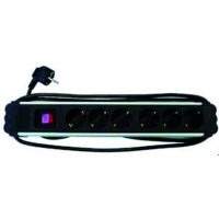 Ilgiklis 2m 6 lizdų su įžeminimu alium/juodas PSDLA-615 - PROTEC