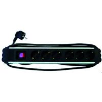 Ilgiklis 2m 8 lizdų su įžeminimu alium/juodas PSDLA-815 - PROTEC