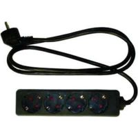 Ilgiklis 1.4m 4 lizdų su įžeminimu juodas PTSD415-15 SW/KS - PROTEC