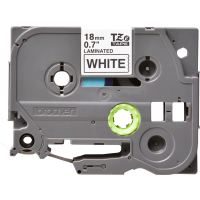 Juostelė spausdintuvui 18mm juoda ant balto [8m] - BROTHER