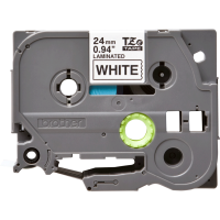 Juostelė spausdintuvui 24mm juoda ant balto [8m] - BROTHER