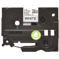 Juostelė spausdintuvui 12mm juoda ant balto itin lanksti, laminuota [8m] - BROTHER
