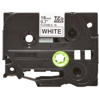 Juostelė spausdintuvui 18mm juoda ant balto itin lanksti, laminuota [8m] - BROTHER