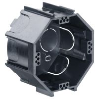 Dėžutė p/t 51mm sujungiama su fiksacija juoda, aštuonkampė, su daug tvirtinimo taškų - KAISER