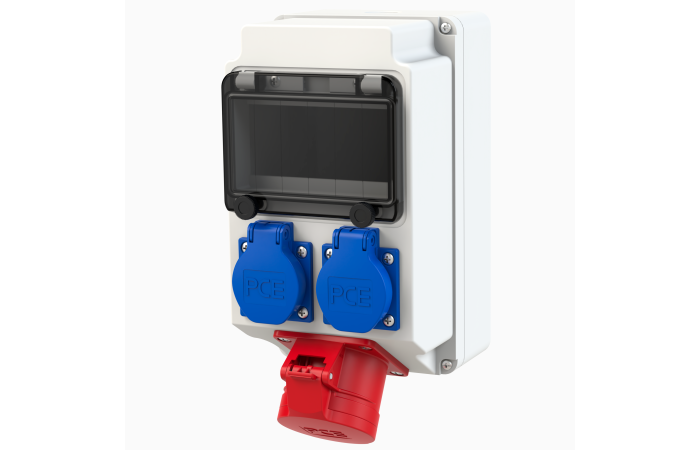 Skydelis v/t 6 modulių su lizdais SCHUKO 2x16A, CEE 5P 16A, M25 IP44 [230x130x130] LECH - PCE