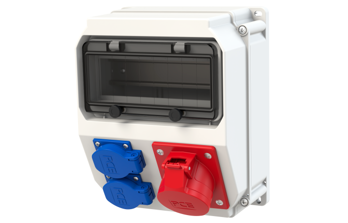 Skydelis v/t 9 modulių su lizdais SCHUKO 2x16A CEE 5P 16A 2xM25 IP54 [255x204x140] STAR ECOline - PCE