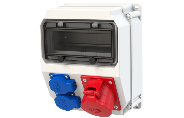 Skydelis v/t 9 modulių su lizdais SCHUKO 2x16A CEE 5P 32A 2xM25 IP54 [255x204x140] STAR ECOline - PCE