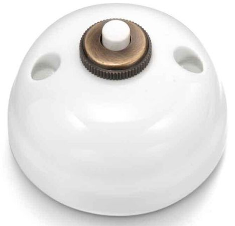Mygtukas v/t viengubas be klavišo baltas porcelianas 10A 250V AC/24V DC Serie 30 GARBY - FONTINI