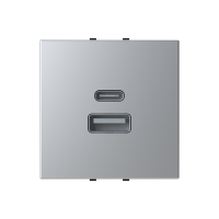 Lizdas p/t dvigubas USB A ir USB C 2.4/3A 15W sidabrinės spalvos 2 modulių N2285.4 PL Zenit - ABB