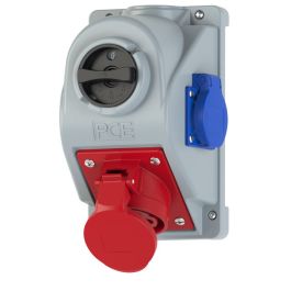 Lizdas CEE v/t 5P 16A 400V + SCHUKO 3P 16A IP44 su kirtikliu - PCE