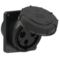 Lizdas CEE į/l 3P 125A 230V 6h IP67 juodas kampinis [120x130] POWER TWIST - PCE