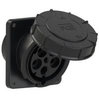 Lizdas CEE į/l 5P 125A 400V 6h IP67 juodas kampinis [120x130] POWER TWIST - PCE