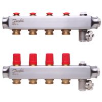 Kolektorius grindų šildymui nerūdijančio plieno su rankiniu nuorinimu 1'' 4+4 SSM-4 [pak. po 2 vnt.] - DANFOSS