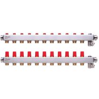 Kolektorius grindų šildymui nerūdijančio plieno su rankiniu nuorinimu 1'' 11+11 SSM-11 [pak. po 2 vnt.] - DANFOSS