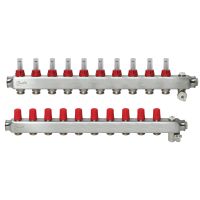 Kolektorius grindų šildymui nerūdijančio plieno su srauto matuokliu ir rankiniu nuorinimu 1'' 10+10 SSM-10 [pak. po 2 vnt.] - DANFOSS